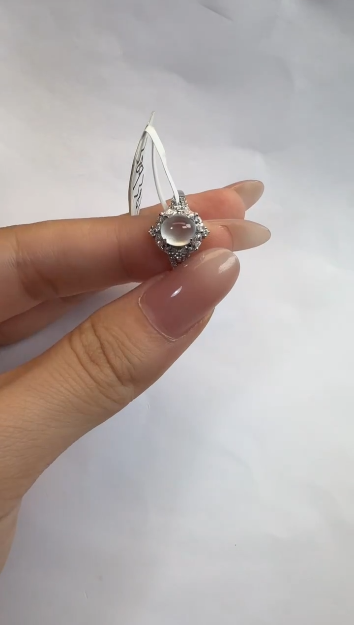 银S925镶嵌戒指翡翠925银镶缅甸A货翡翠戒指200