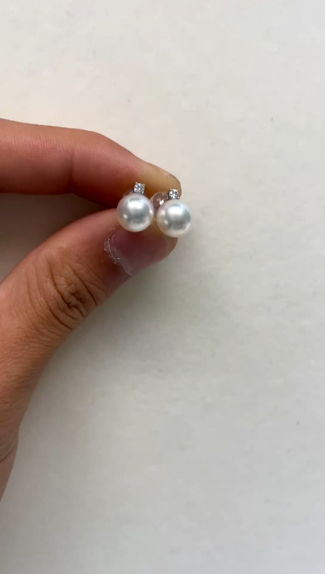 18K金镶嵌耳饰海水珍珠7.5-8