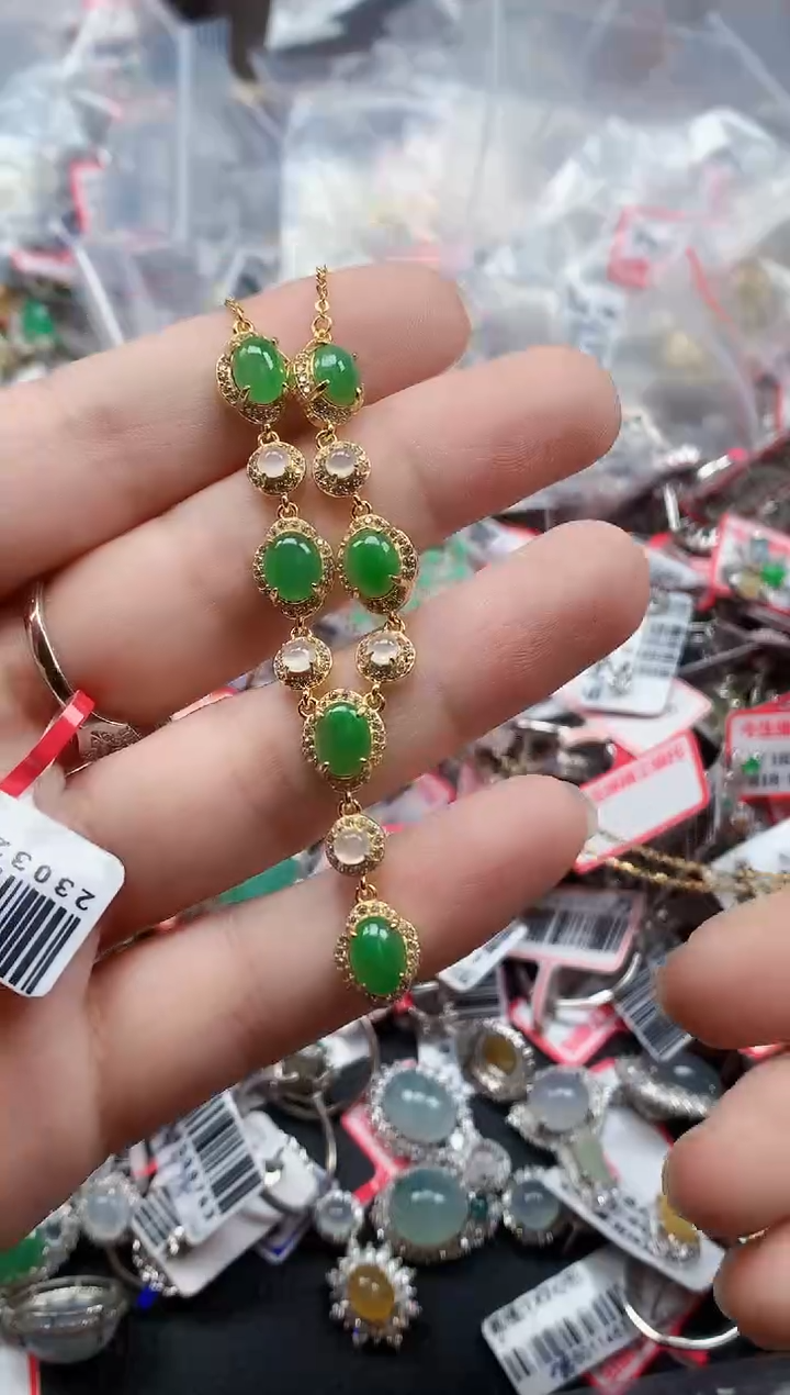 银S925镶嵌戒指翡翠天然A货缅甸翡翠