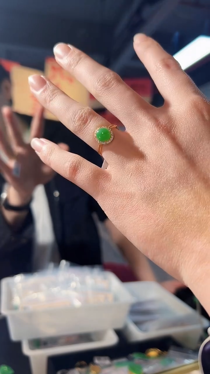 【闪购商品】翡翠戒指银S925镶嵌缅料A货/支持复检/一件