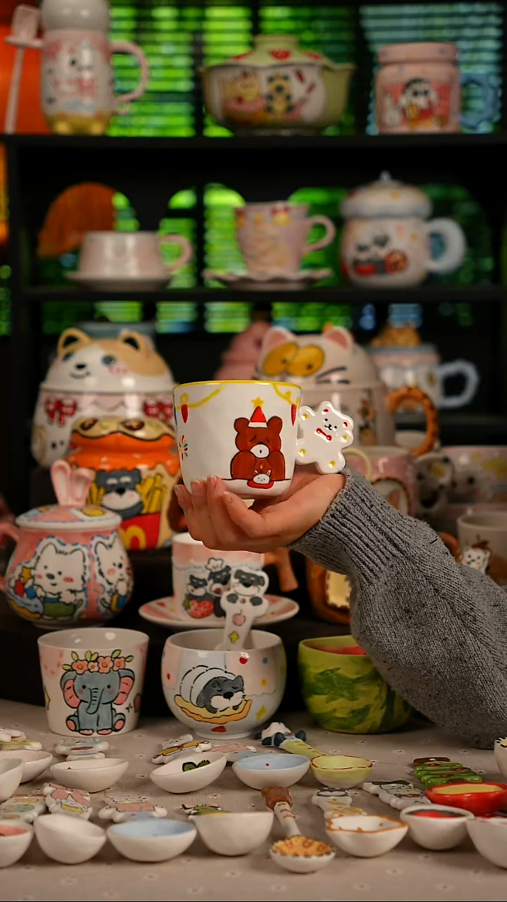 陶瓷无盖款景德镇高温釉下彩纯手绘创意瓷