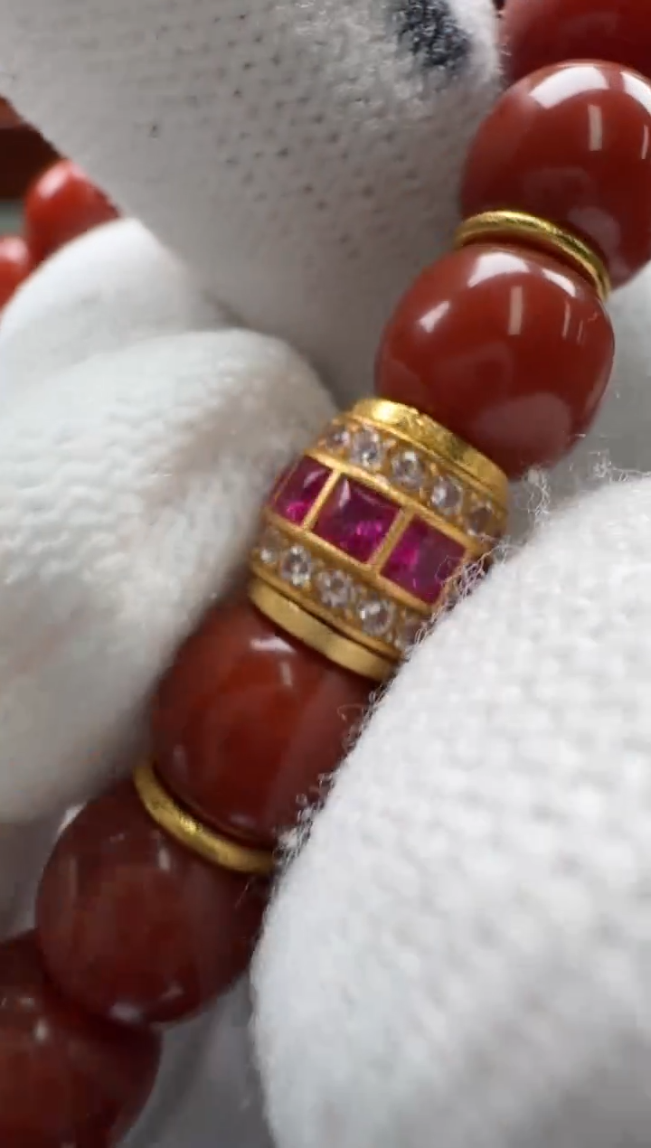 【闪购商品】南红玛瑙手串手串18K金镶嵌手串手串