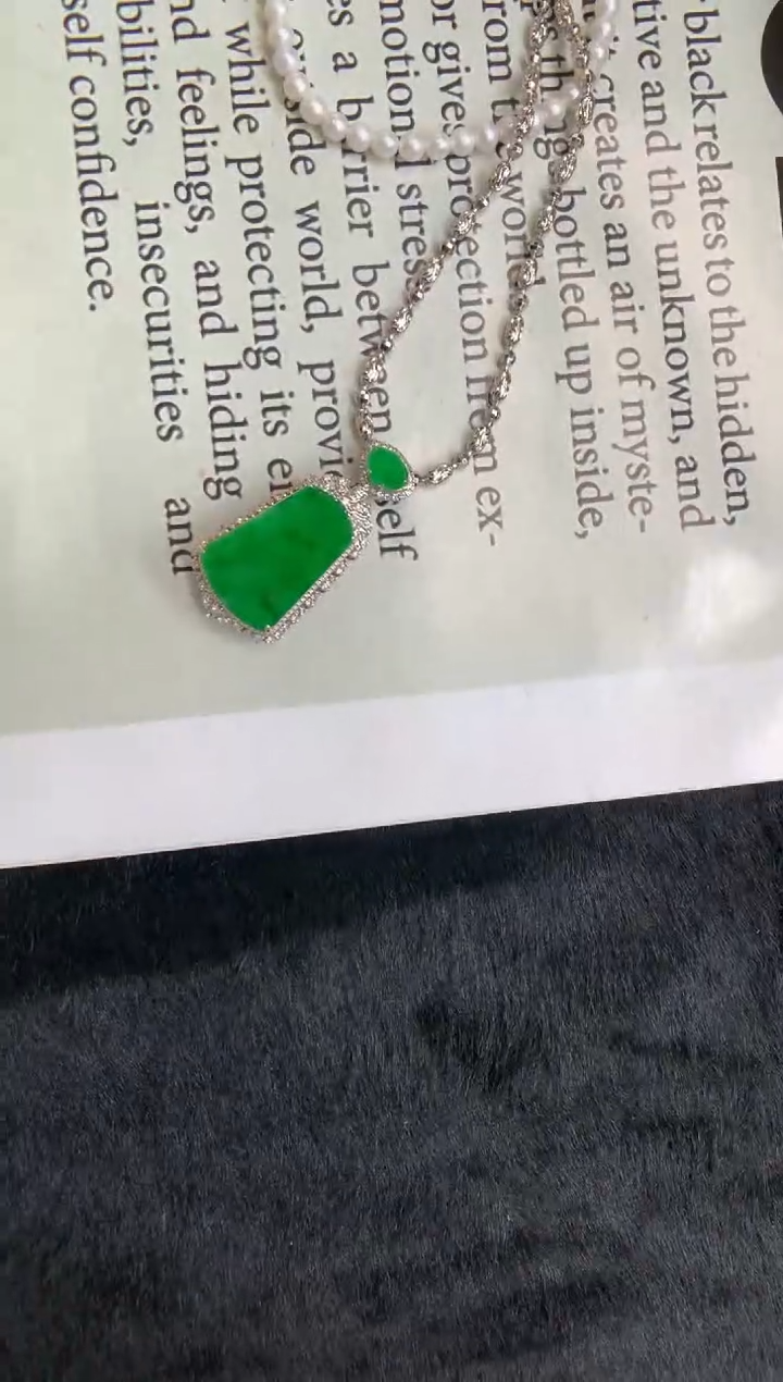 翡翠18K金镶嵌吊坠(不含链)无事牌