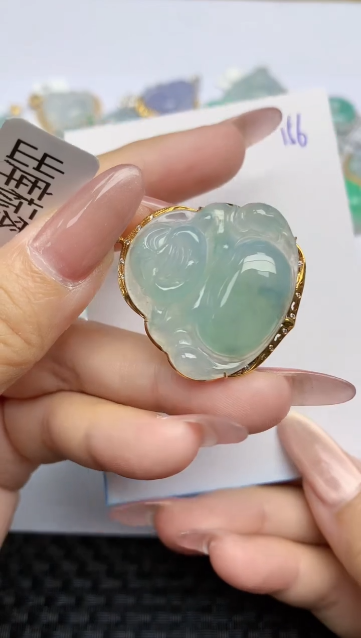 【闪购商品】翡翠颈饰18K金镶嵌天然A货翡翠 156