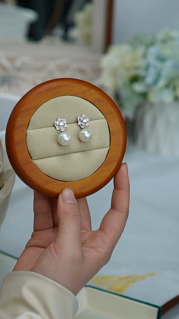 【闪购商品】淡水珍珠耳饰银S925镶嵌耳饰 12-13mm