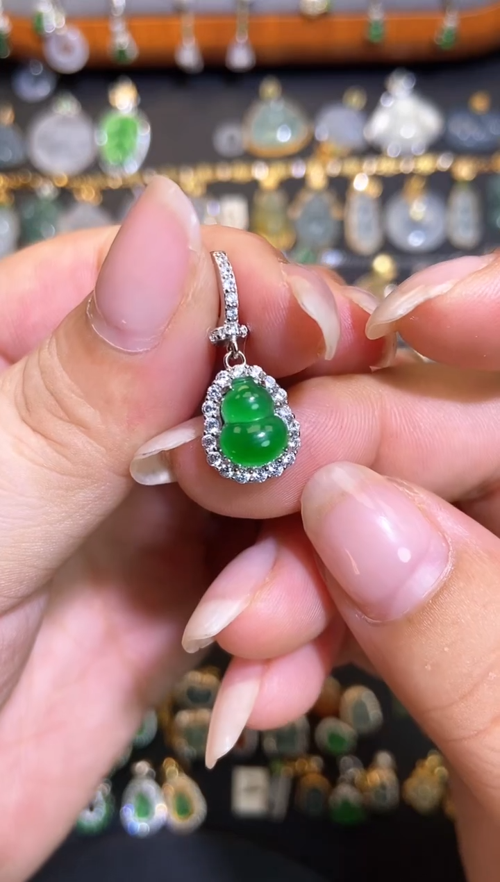 翡翠银S925镶嵌吊坠(不含链)1