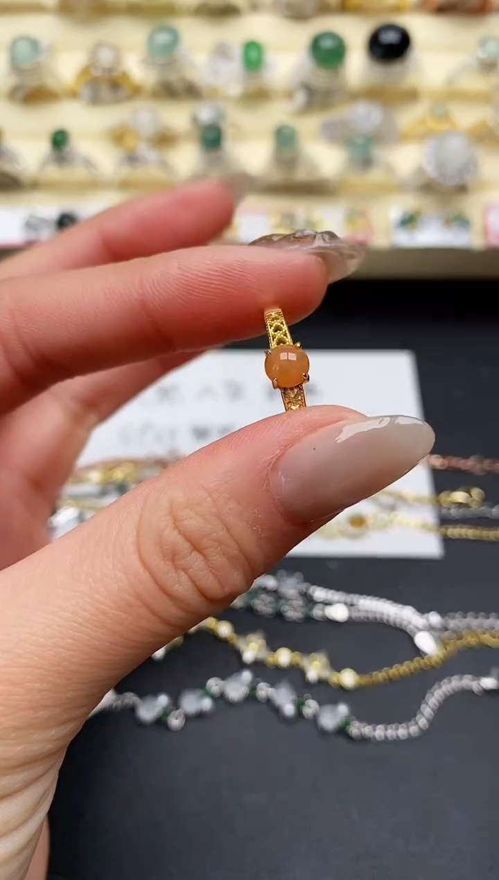 【闪购商品】翡翠戒指银S925镶嵌缅甸翡翠1  9+3