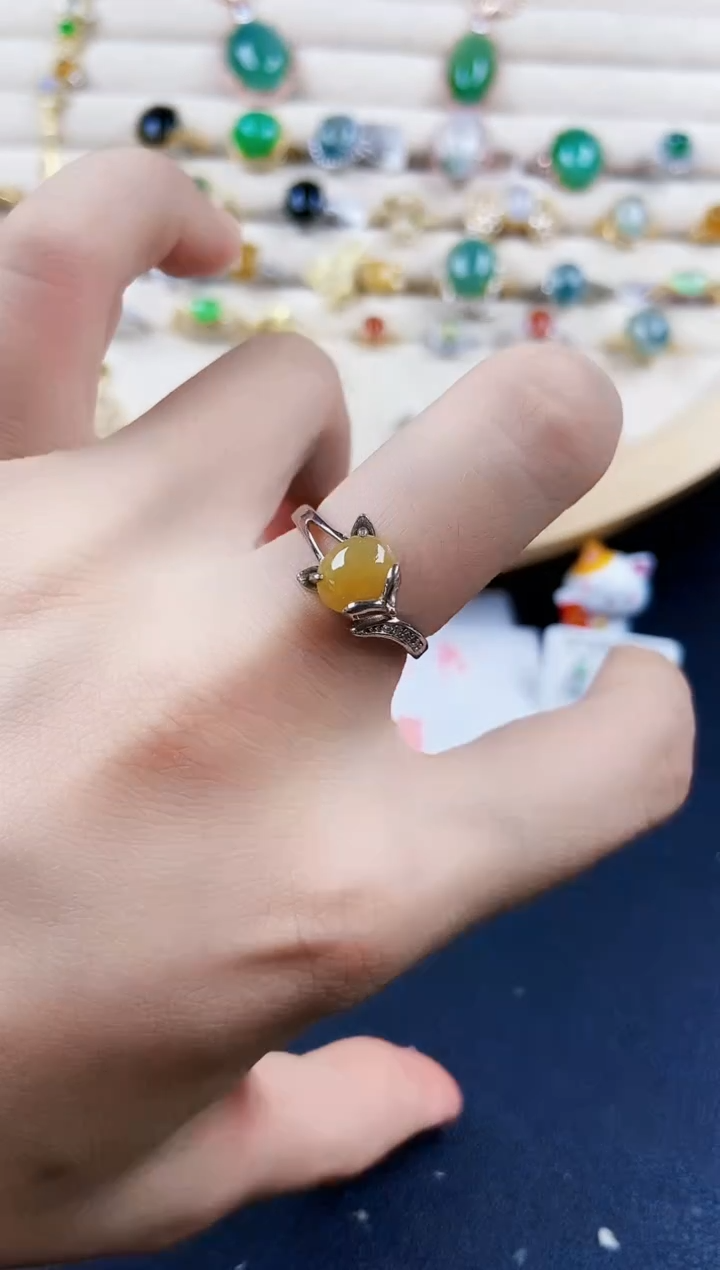 翡翠戒指银S925镶嵌456898