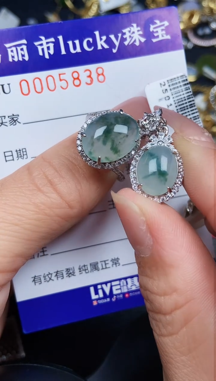 翡翠银S925镶嵌颈饰5838