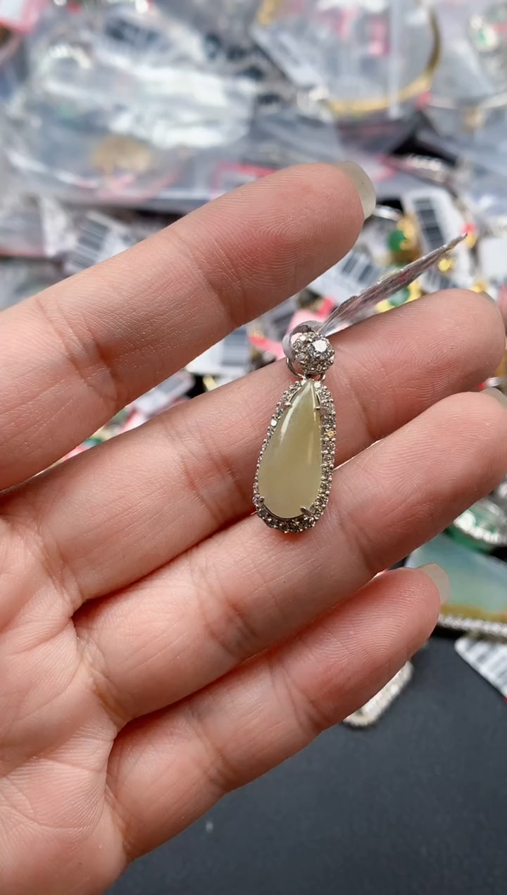 银S925镶嵌戒指翡翠天然A货缅甸翡翠