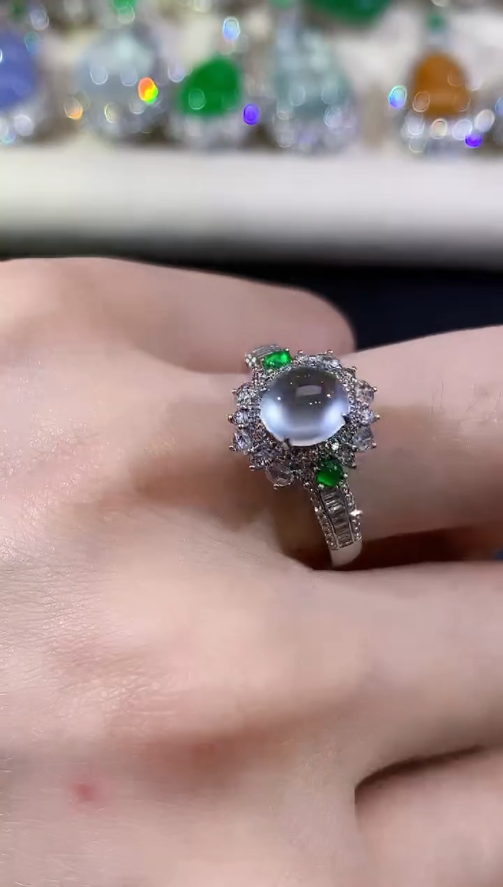 18K金镶嵌戒指翡翠A41 多样性发货一件