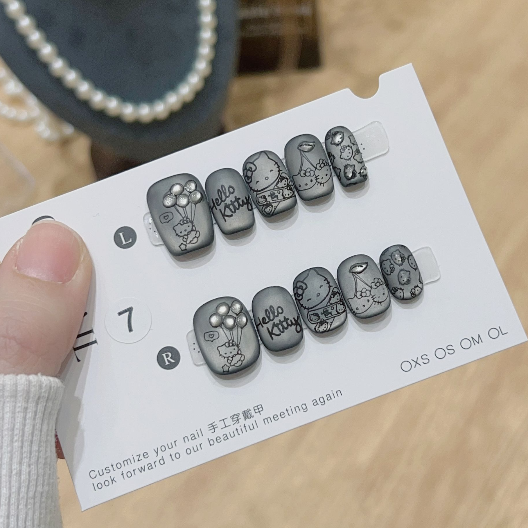【黑磨砂kt】”  甜酷手工穿戴甲 美甲贴片10片半手工ins
