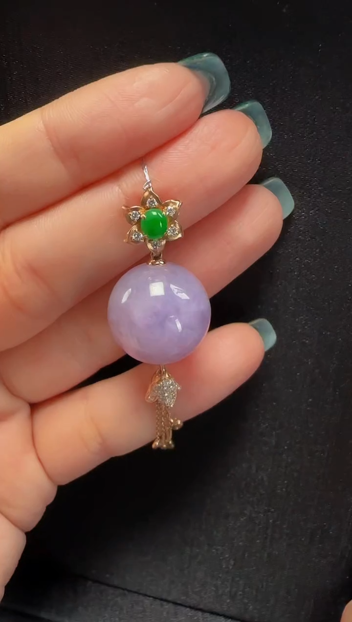 【闪购商品】翡翠颈饰18K金镶嵌047玉珠一个