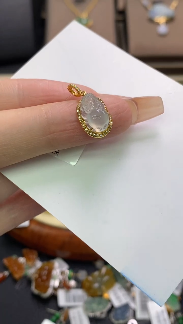 【闪购商品】翡翠颈饰银S925镶嵌净货18364