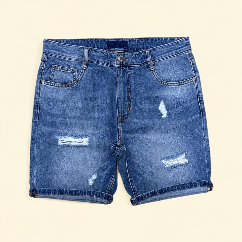 2025年夏季薄款时尚潮流百搭休闲简约宽松破洞裤子男士牛仔牛仔裤