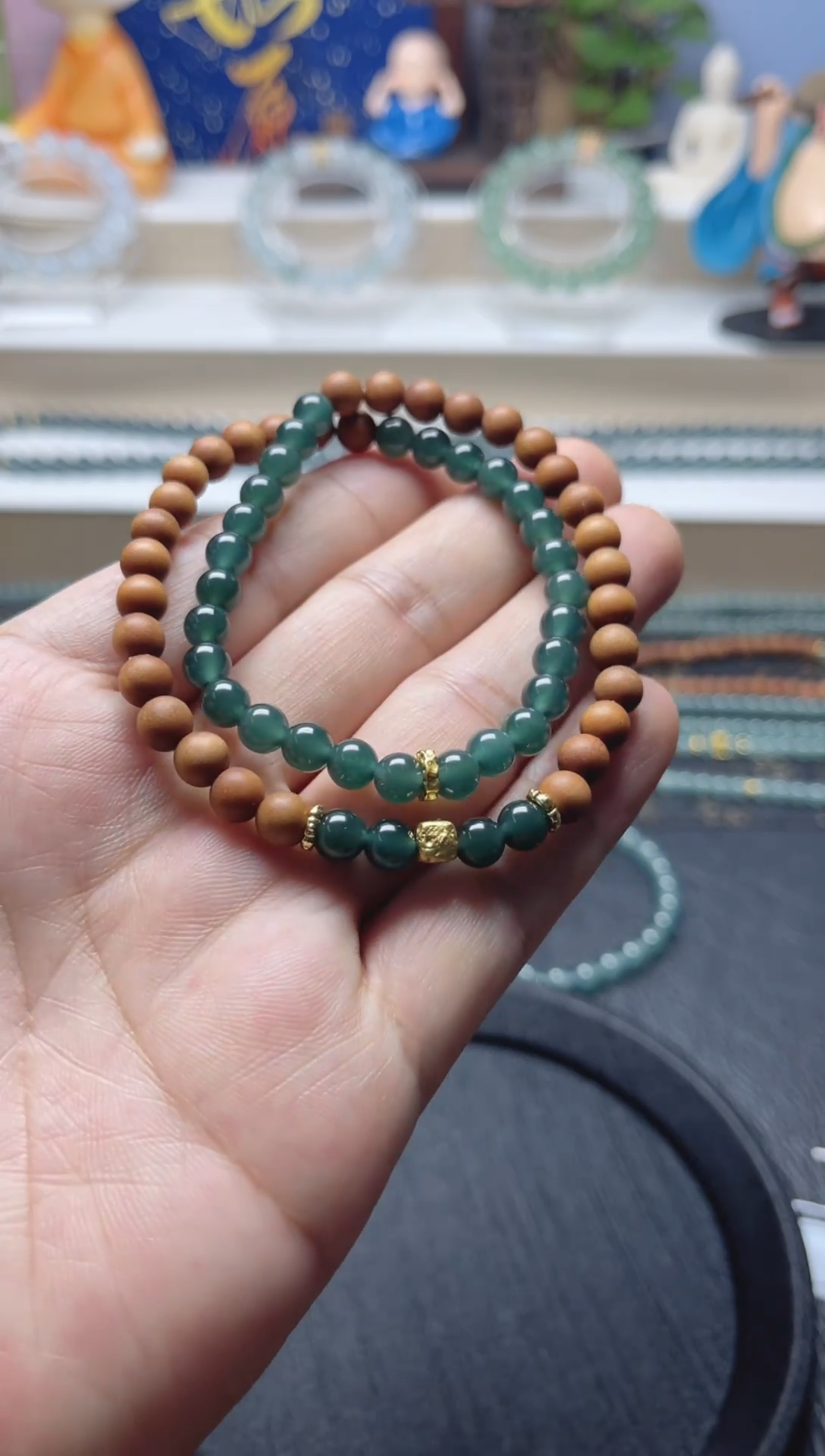 未镶嵌手串翡翠天然危地马拉翡翠A货手串卡6左右