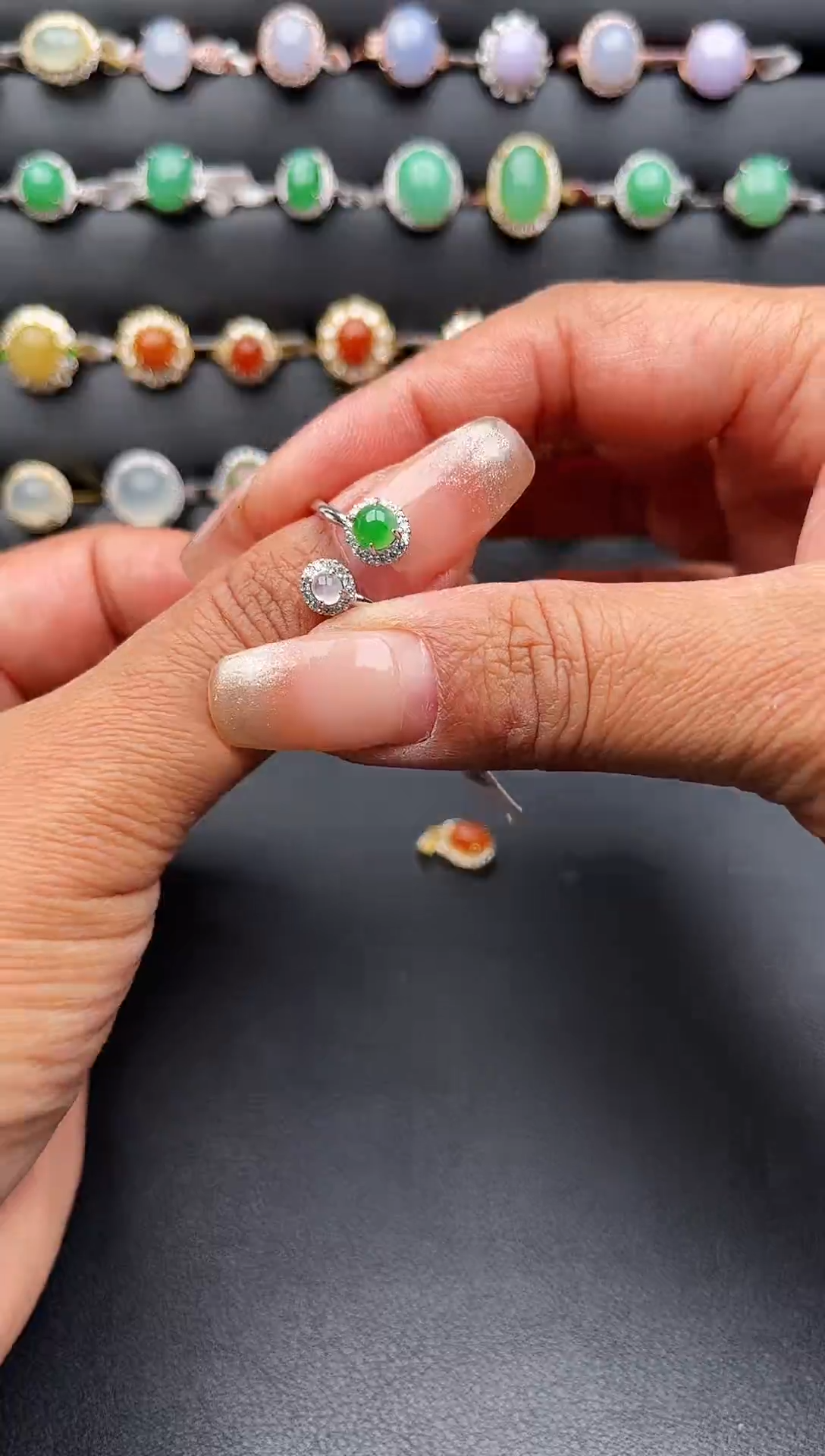 【闪购商品】翡翠戒指银S925镶嵌缅甸天然A货翡翠S925银镶嵌