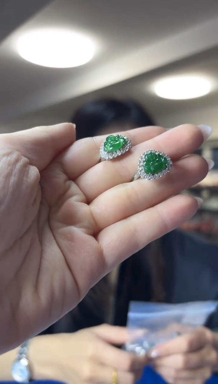 银S925镶嵌戒指翡翠（多样性发一件）