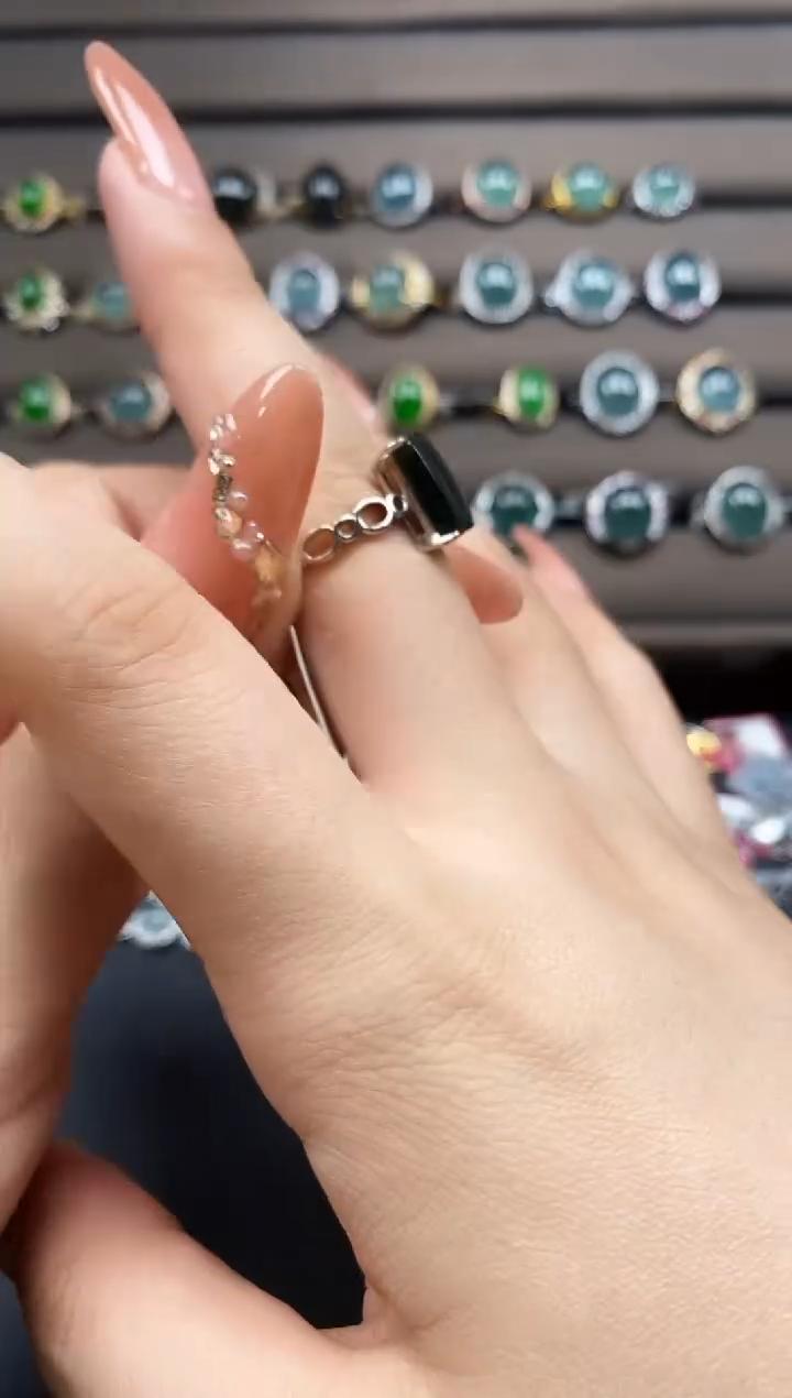 翡翠戒指银S925镶嵌1452