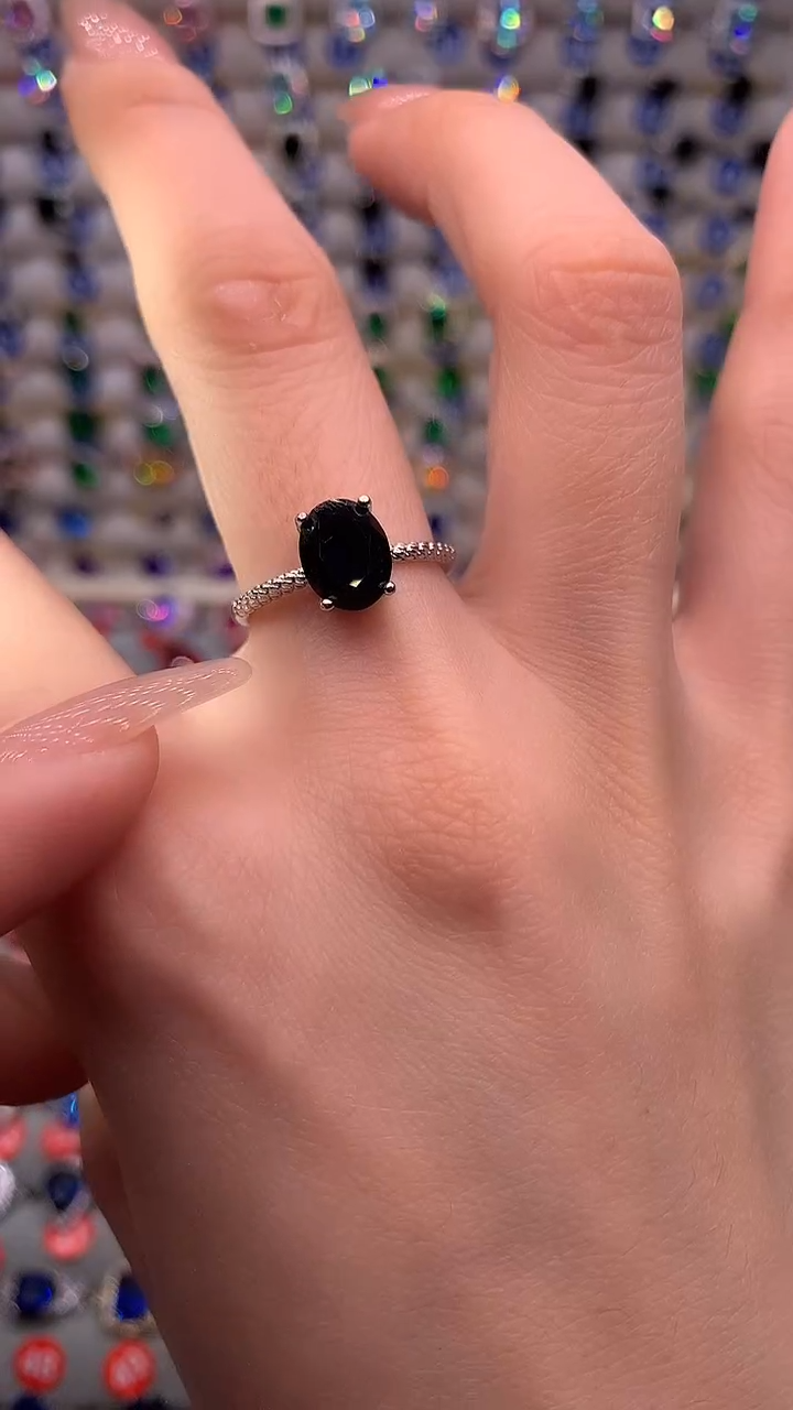 【闪购商品】蓝宝石戒指银S925镶嵌11111