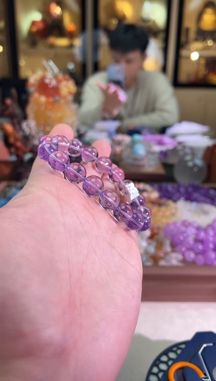 未镶嵌手链水晶12.7mm+全净巴西紫水（多样性发一）