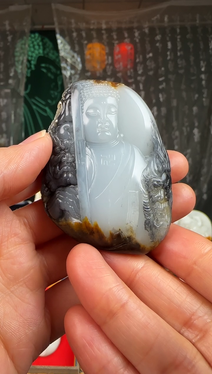 未镶嵌和田玉把件佛魔一念