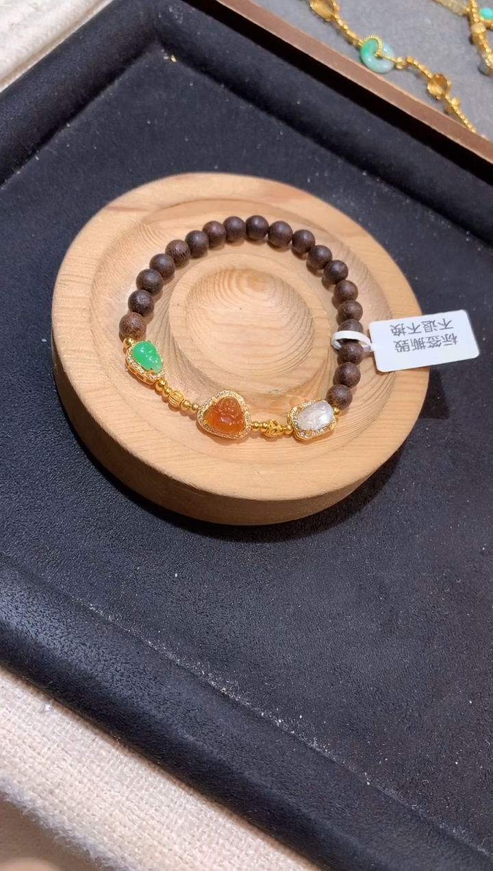 银S925镶嵌手串翡翠手串