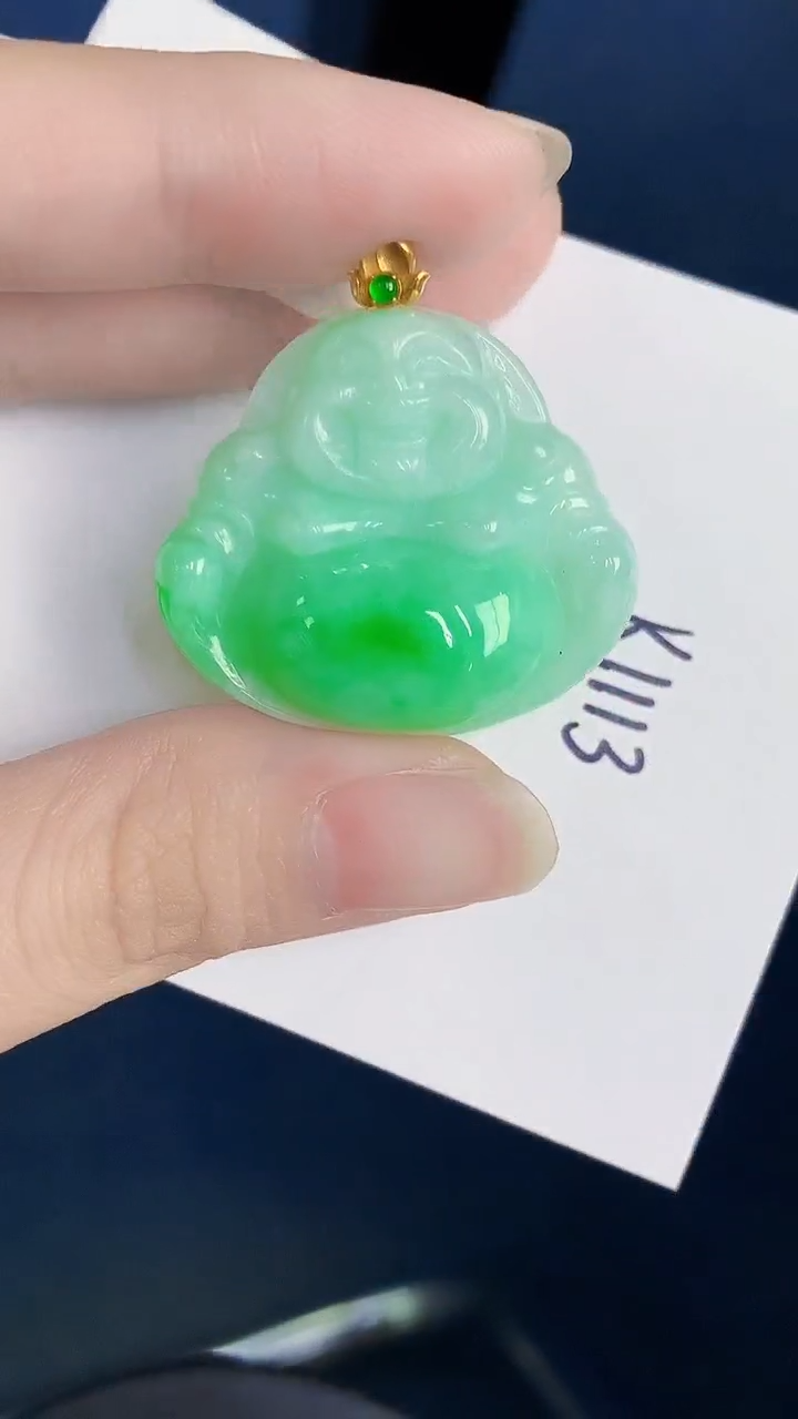 颈饰18K金镶嵌翡翠天然翡翠缅甸A货