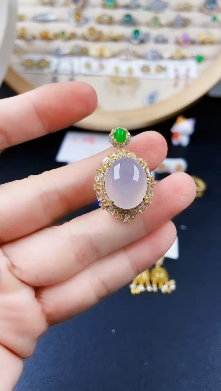 翡翠银S925镶嵌颈饰456565