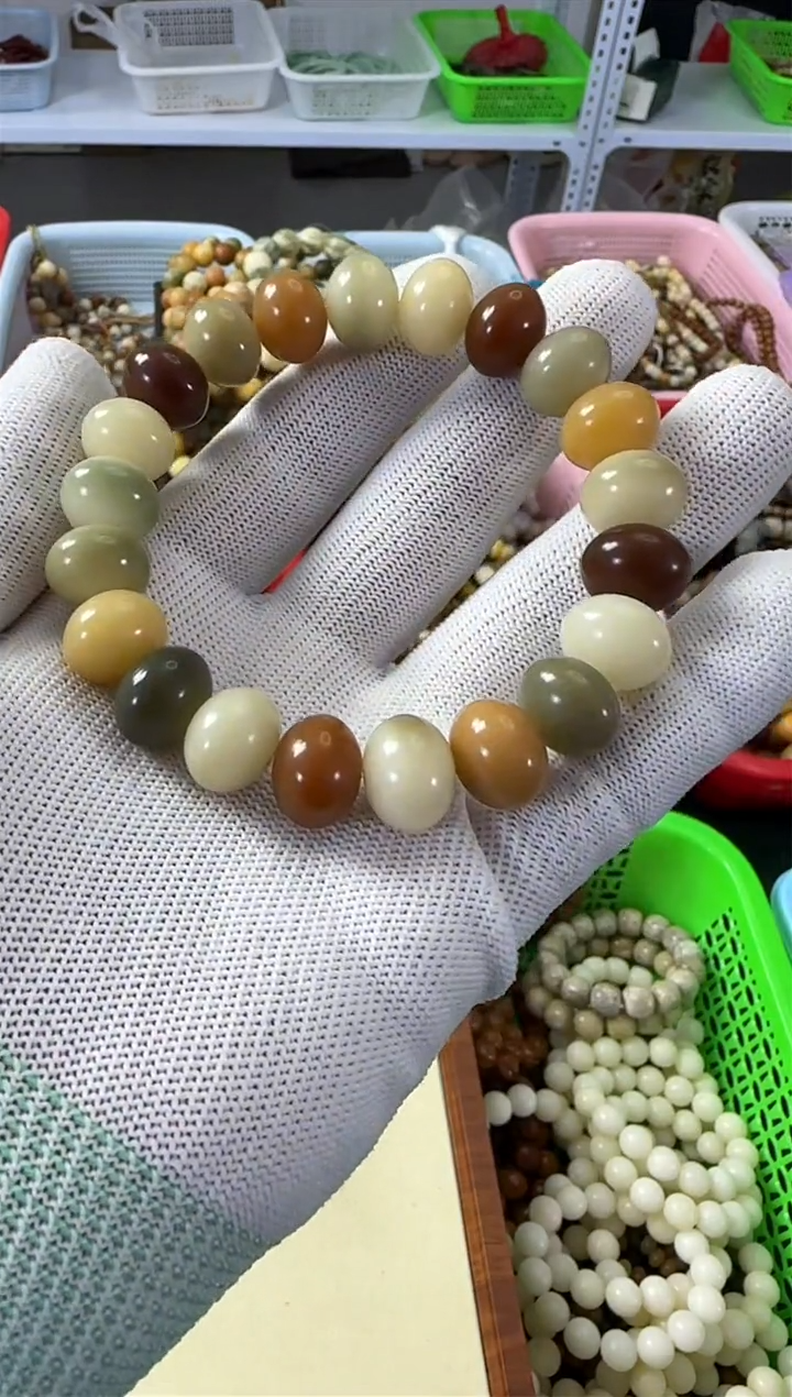 【闪购商品】白玉菩提手串14*菩提根多宝算盘珠单圈