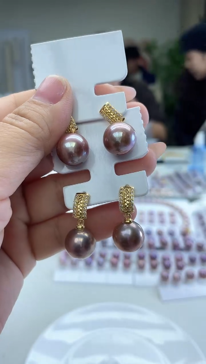 未镶嵌耳饰淡水珍珠紫色系 耳坠(多样性发一）