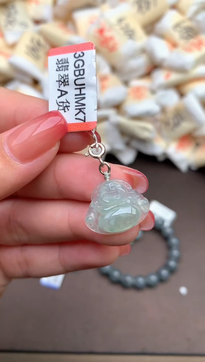 翡翠银S925镶嵌挂件—
