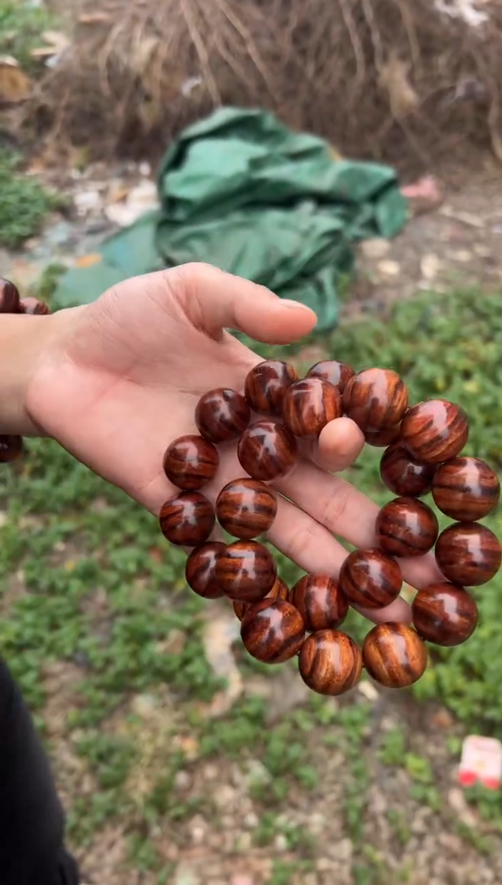 黄花梨/降香黄檀A003虎皮纹2.0圆珠手串128多样性发一