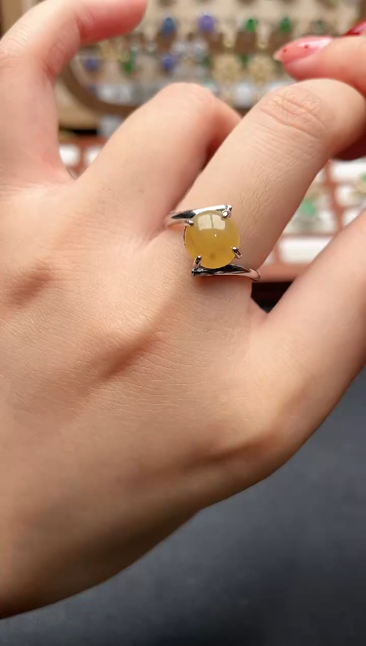 银S925镶嵌戒指翡翠一物一证一证