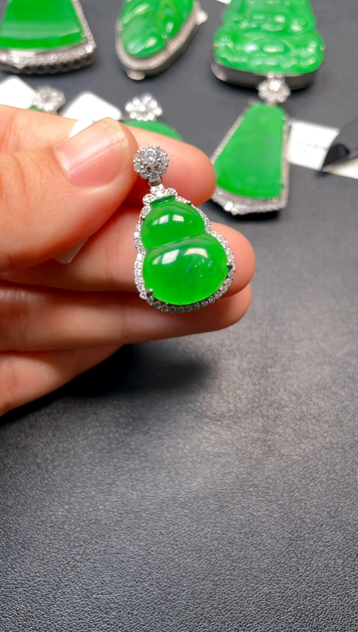 吊坠(不含链)银S925镶嵌翡翠dz1