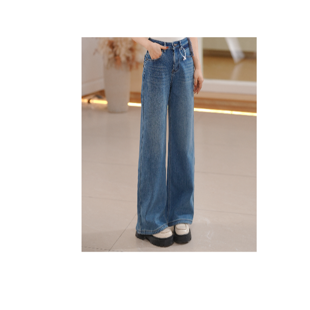 苏醒的乐园2025年冬季加厚加绒窄版直筒牛仔裤SXK25142 