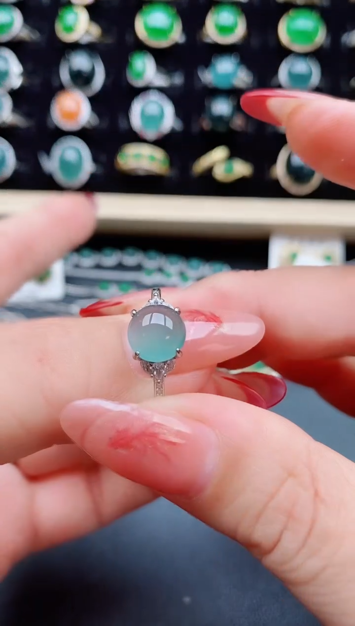 【闪购商品】翡翠戒指银S925镶嵌8050