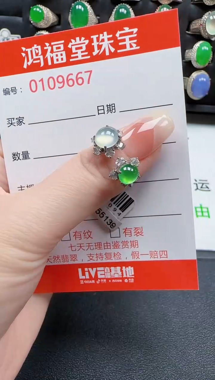 【闪购商品】翡翠戒指银S925镶嵌9667