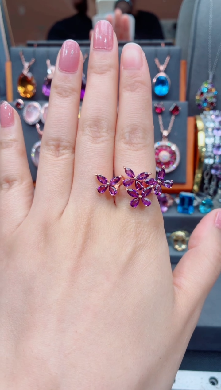 银S925镶嵌戒指水晶小****）水晶戒指