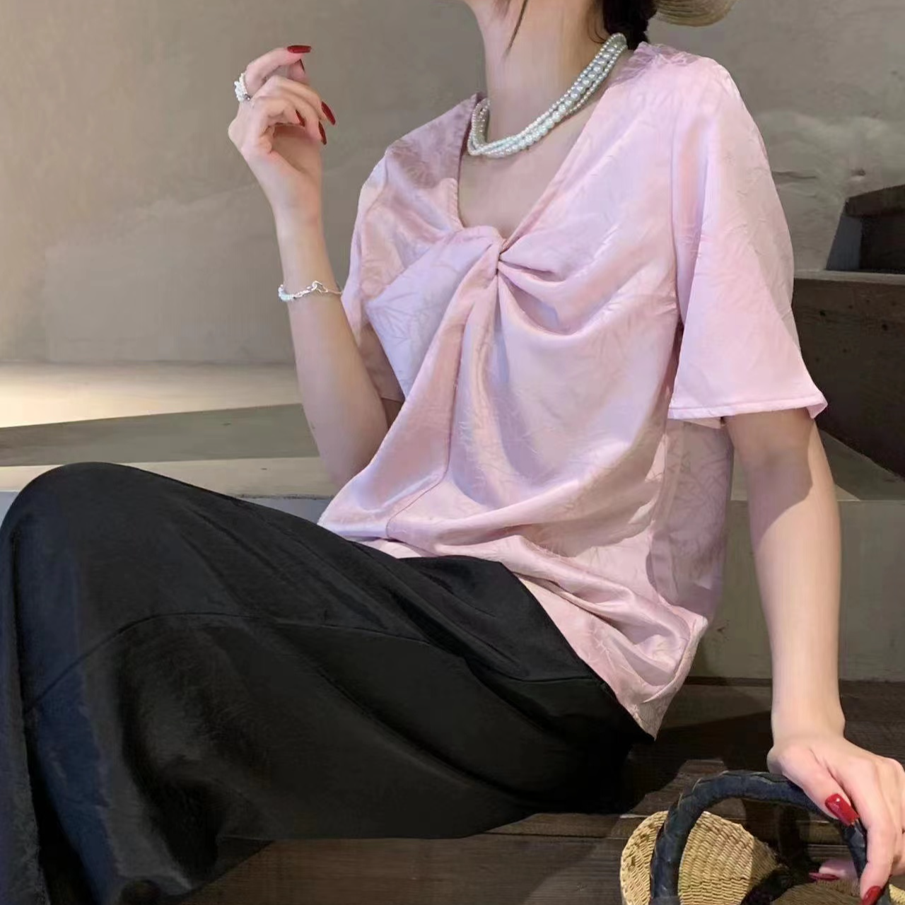 CS878夏装新款时尚休闲短袖宽松气质T恤女士