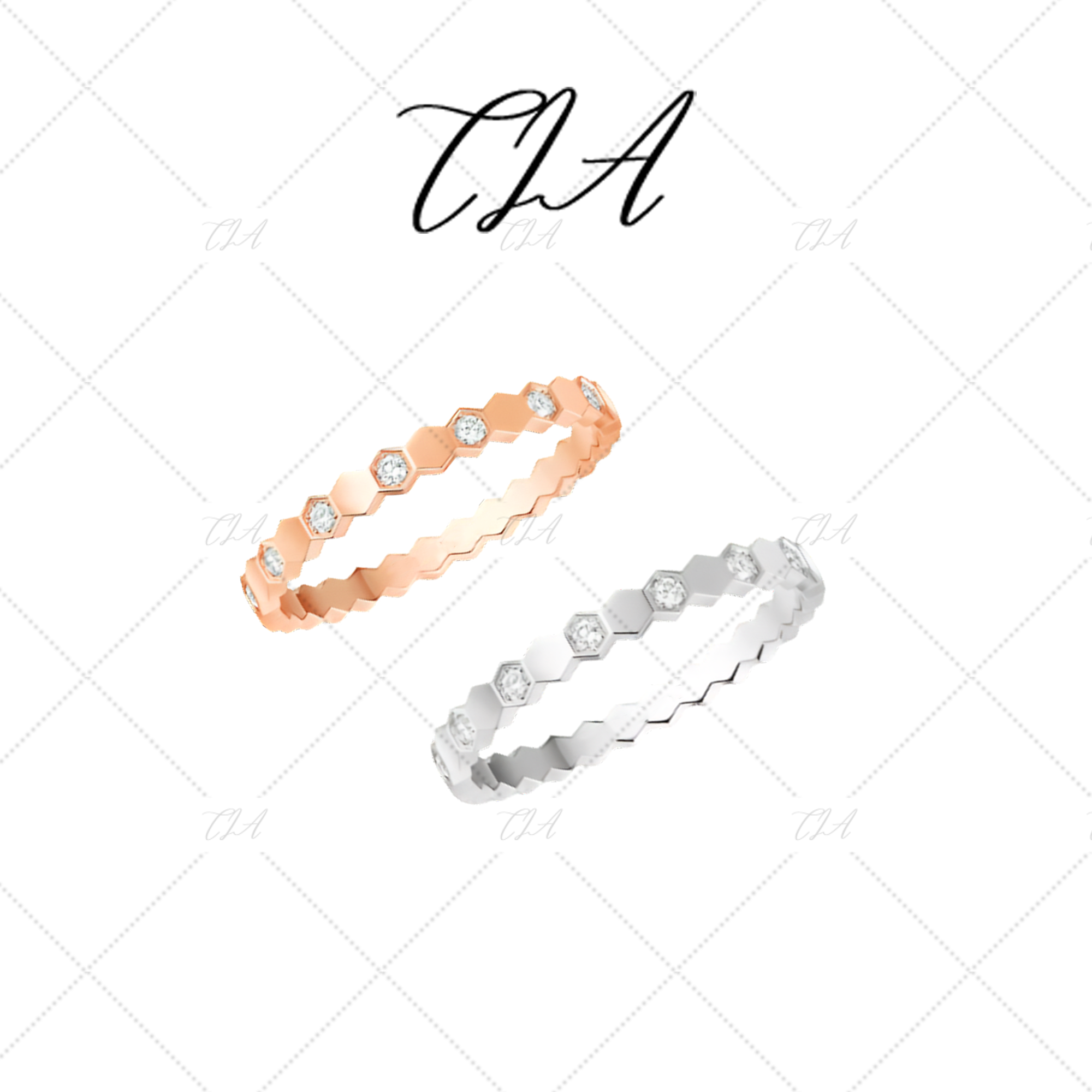 铜合金戒指 TIA6001轻奢复古蜂巢戒指气质经典百搭指环窄版简约