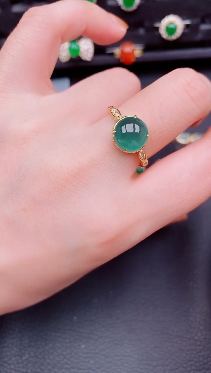 【闪购商品】翡翠戒指银S925镶嵌天然a货翡翠371