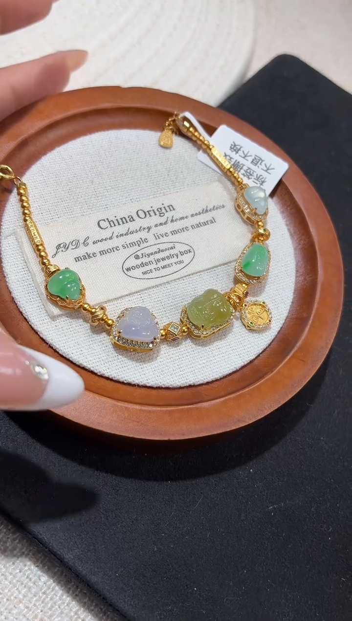 银S925镶嵌手链翡翠手串