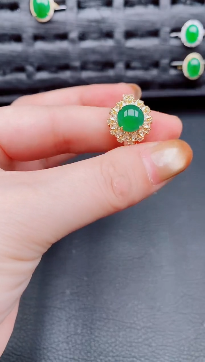 【闪购商品】翡翠戒指银S925镶嵌天然a货翡翠398