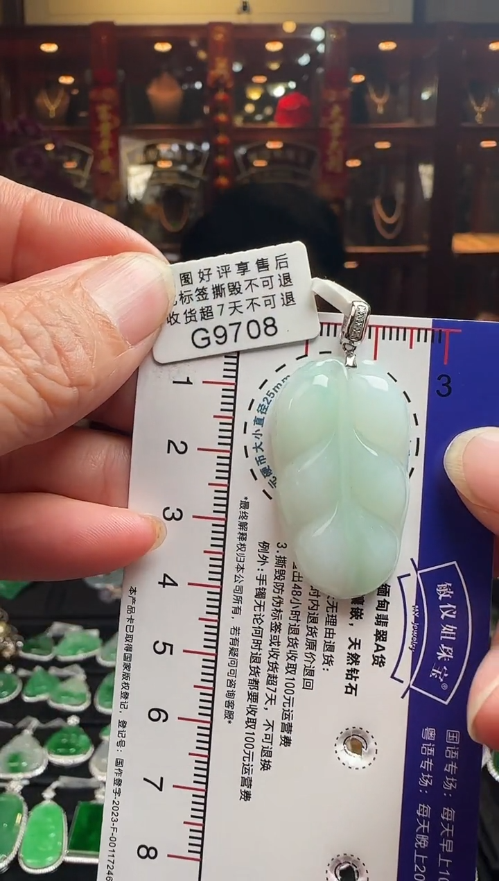 【闪购商品】翡翠颈饰18K金镶嵌G9708叶子