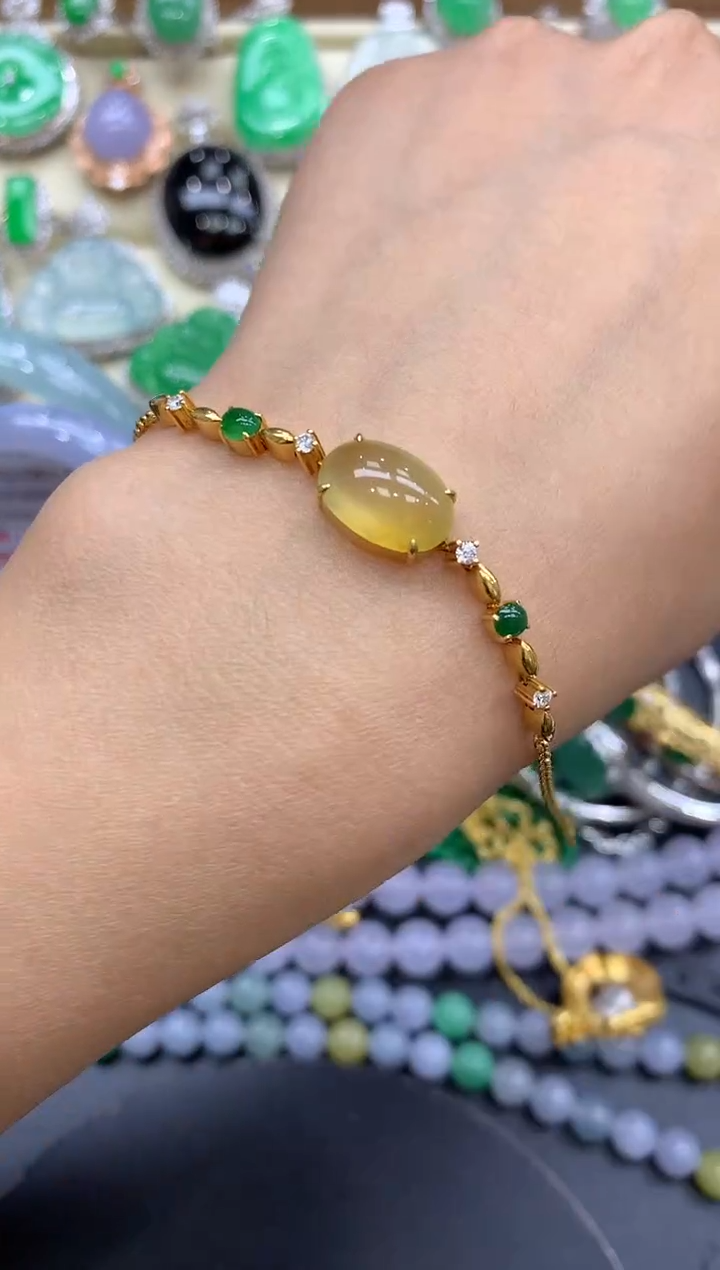 【闪购商品】翡翠手链18K金镶嵌301-中国好珍宝