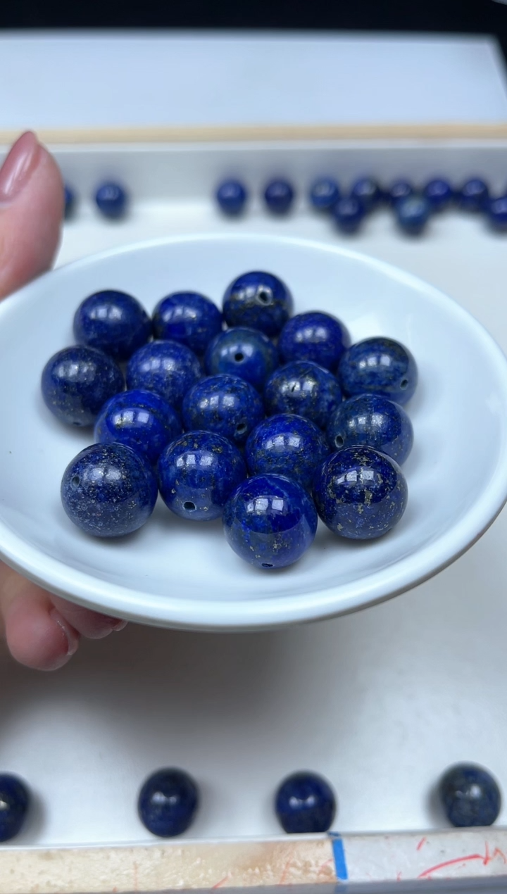 青金石未镶嵌散珠M716 青金石14mm3个12元