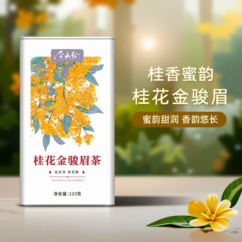 红茶【桂花金骏眉】125g 令山弘2025红茶桂香蜜韵甜香送礼茶叶
