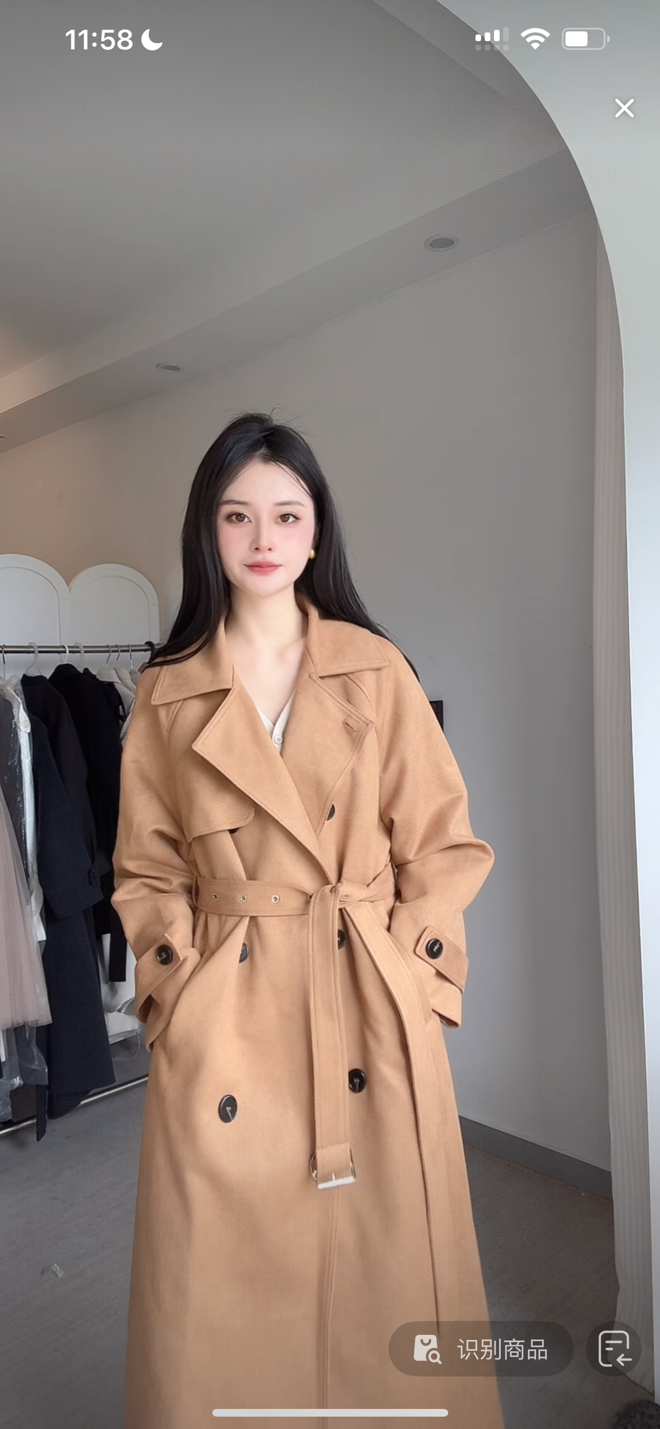 2025长款麂皮绒风衣外套