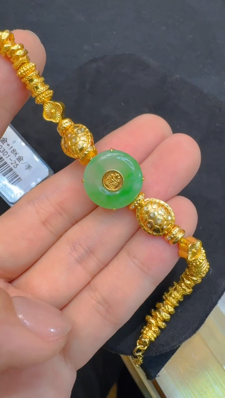 足金镶嵌手链翡翠多样性团购发一件